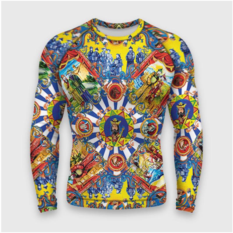 Spring and Autumn Round Neck 3D Artistic Pattern Printed Top Fashionable Casual Long Sleeved Men's T-shirts
