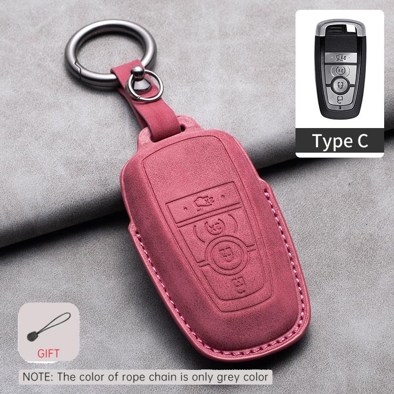 Car Remote Key Case Cover Holder for Ford Raptor F150 Edge Fusion Mustang Explorer F150 F250 F350 Ecosport Leahter Keychain Fob