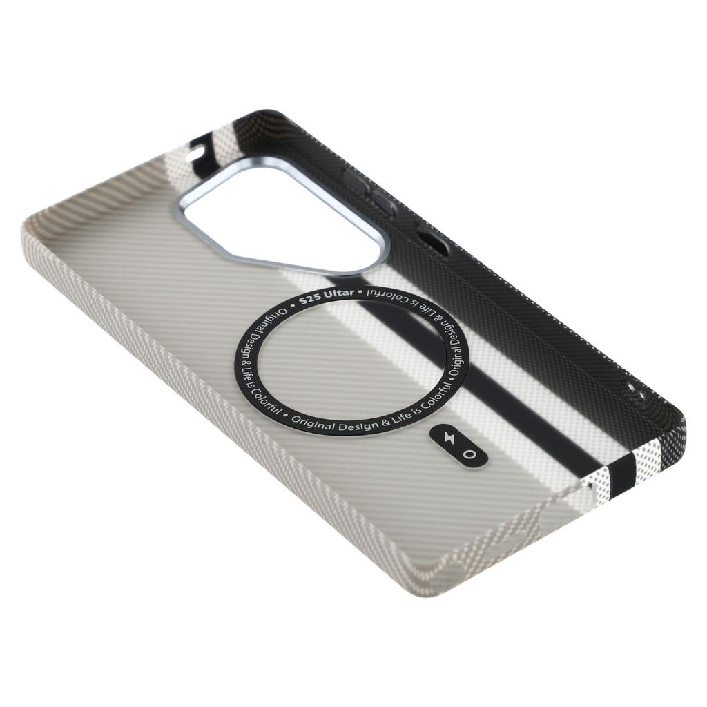 For Samsung Galaxy S25 Ultra Magnetic Case Carbon Fiber Texture Water Transfer PC Phone Cover