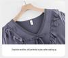 Women's Court Style Cotton Silk Nightgown with Built-In Bra Pads, French Large Size Summer Pajama Dress