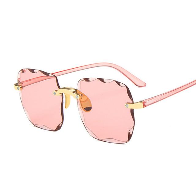 

Women s Classic Vintage Square Rimless Sunglasses 2026 New Trend UV400 Protection Anti Glare Gradient Mirror Lens Oculos De Sol as picture розовый