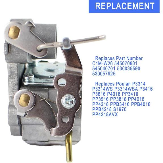 Compatible with PP4218A Carburetor for Poulan Pro P3314 PR4218 PP4218AVX PP4018 PP3516AVX P3416 PP3816 Chainsaw Craftsman