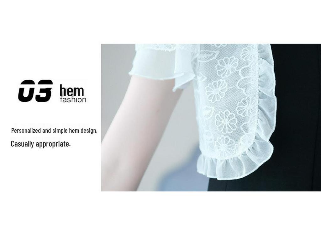 Women's Summer Sun Protection Chiffon Lace Bolero Jacket - Short Sleeve Shawl Top