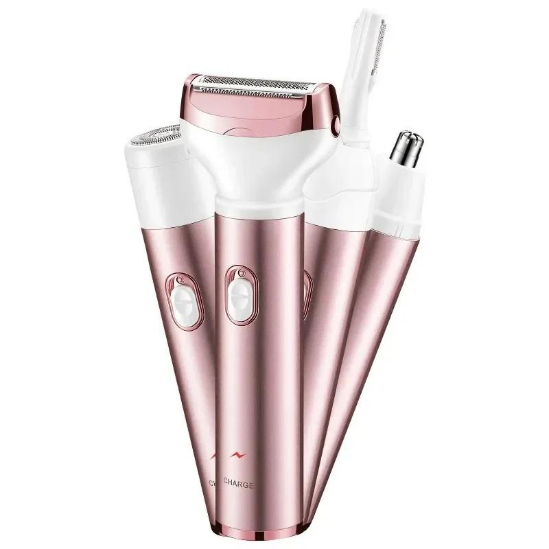 4 In 1 Electric Epilator Bikini Eyebrow Nose Women Lady Facial Hair Removal Trimmer Body Painless Female Depilator Skin Care