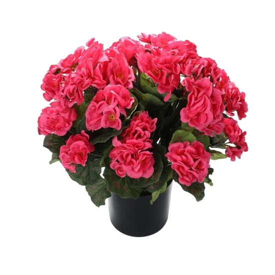 Artificial Geranium Flowers for Outdoors 13" Potted Fake Geraniums Bush UV Resistant Faux Silk Flower for Front Porch Garden Yard Patio Decor