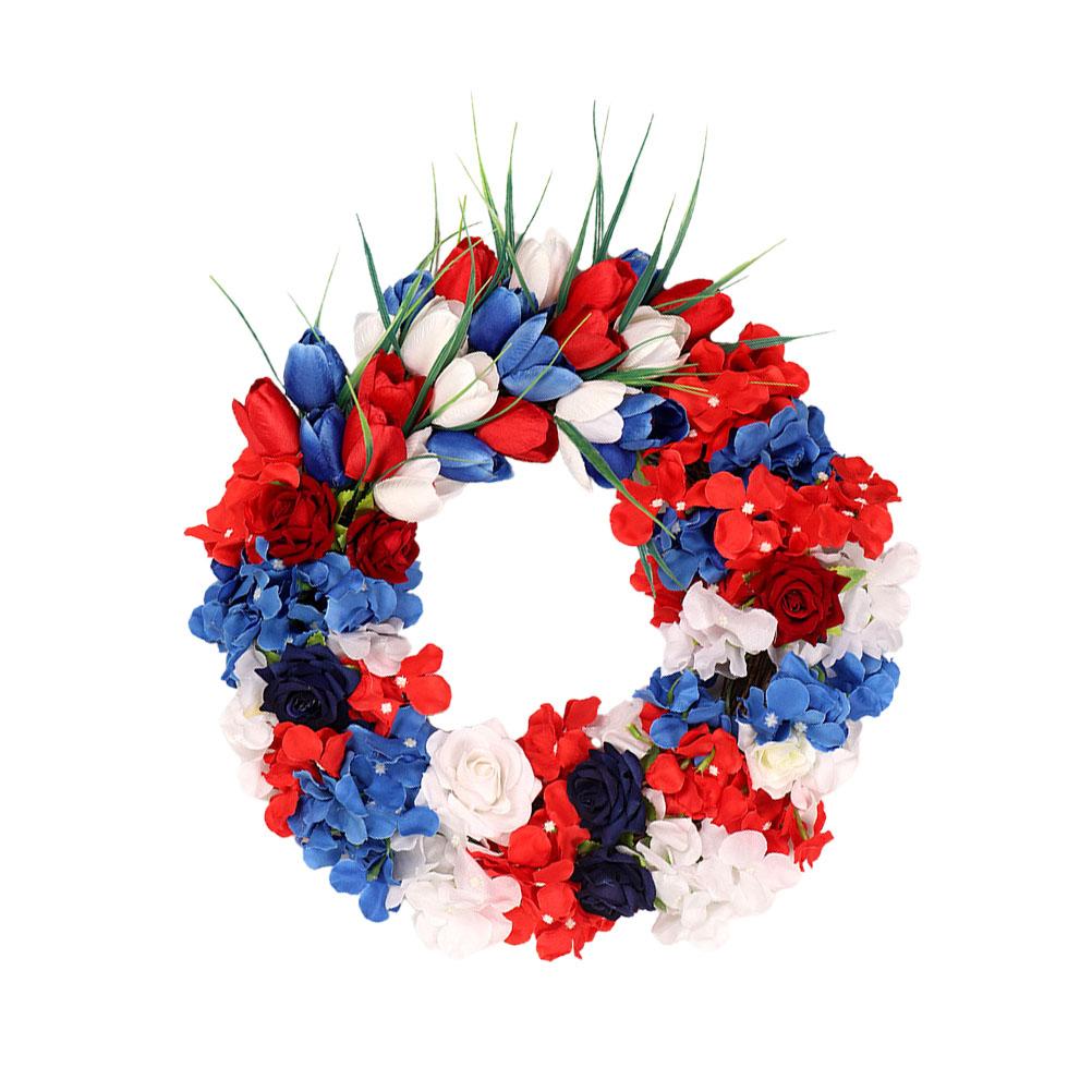Wall Hanging Wreath Flower Garland Independence Day Garden Pendant Door Decoration