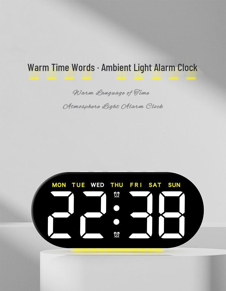 Multifunctional LED Alarm Clock with Large Screen & Atmosphere Light - Model GH8035