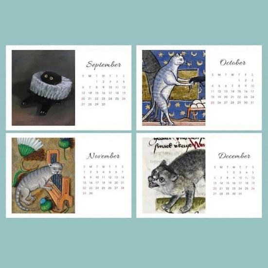 Pisici Urate în Picturi Renascentiste Calendar 2026 Pisici Medievale Amuzante Calendar de Perete Vintage Planificator 12 Luni Artă de Perete cu Pisici Renascentiste Ciudate pentru Pisici
