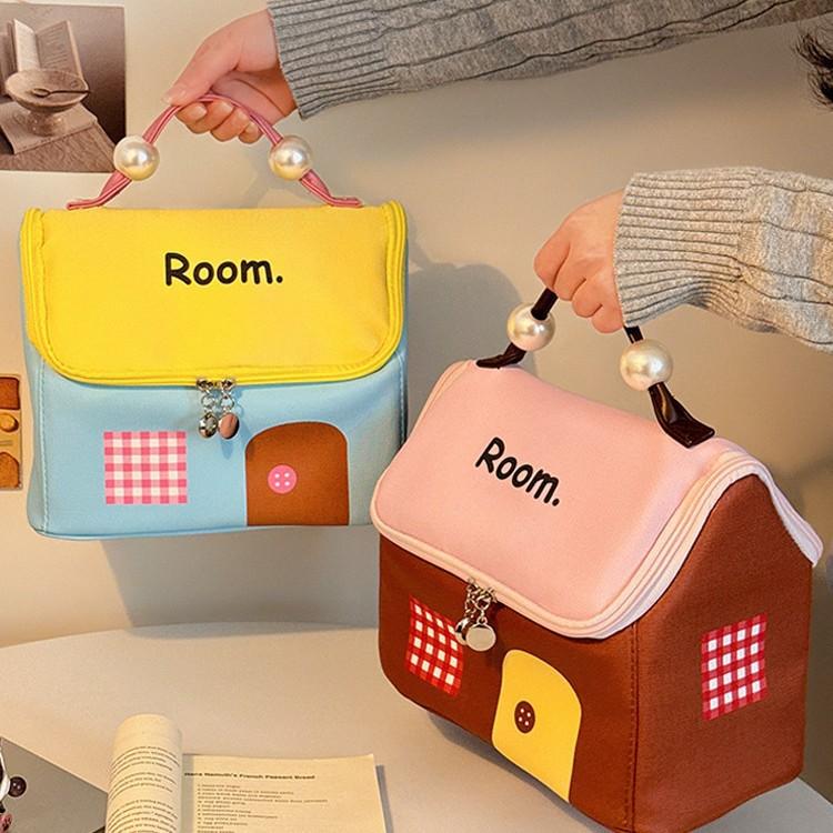 Dopamine Small House Cosmetic Bag Women's Portable Hand Wash Bag Cosmetic Storage Bag