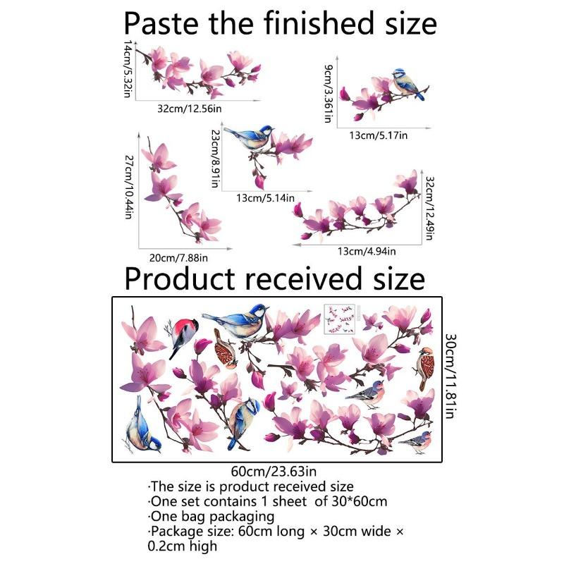 Dwustronna kolorowa naklejka ścienna z motylem i kwiatami, elektrostatyczna pasta do szyb okiennych, widoczna dekoracyjna naklejka ścienna