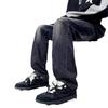 Guochao American Vibe Pants High Street Washed Old Black and Gray Jeans Men's Loose Straight Drape Wide-leg Pants
