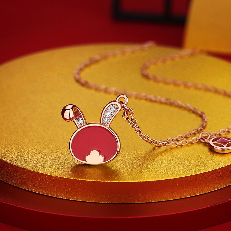 Original Lucky Rabbit Necklace Female Natal Year Zodiac Rabbit Pendant New Year's Gift
