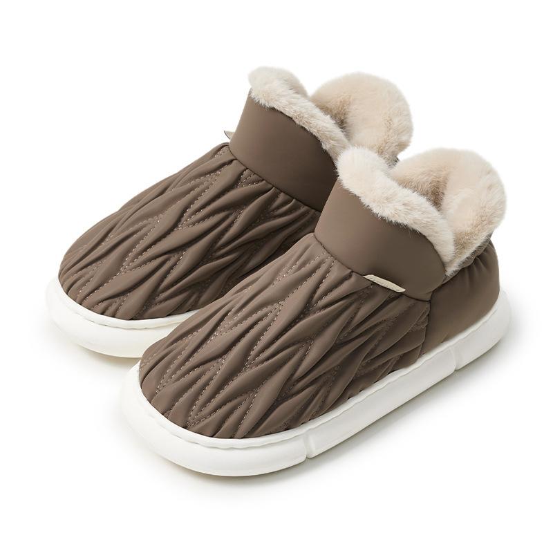 

Excellent cotton shoes men s winter velvet outer wear cotton slippers bag heel confinement shoes warm indoor home women anti-splashing 44-45 колір темно кави