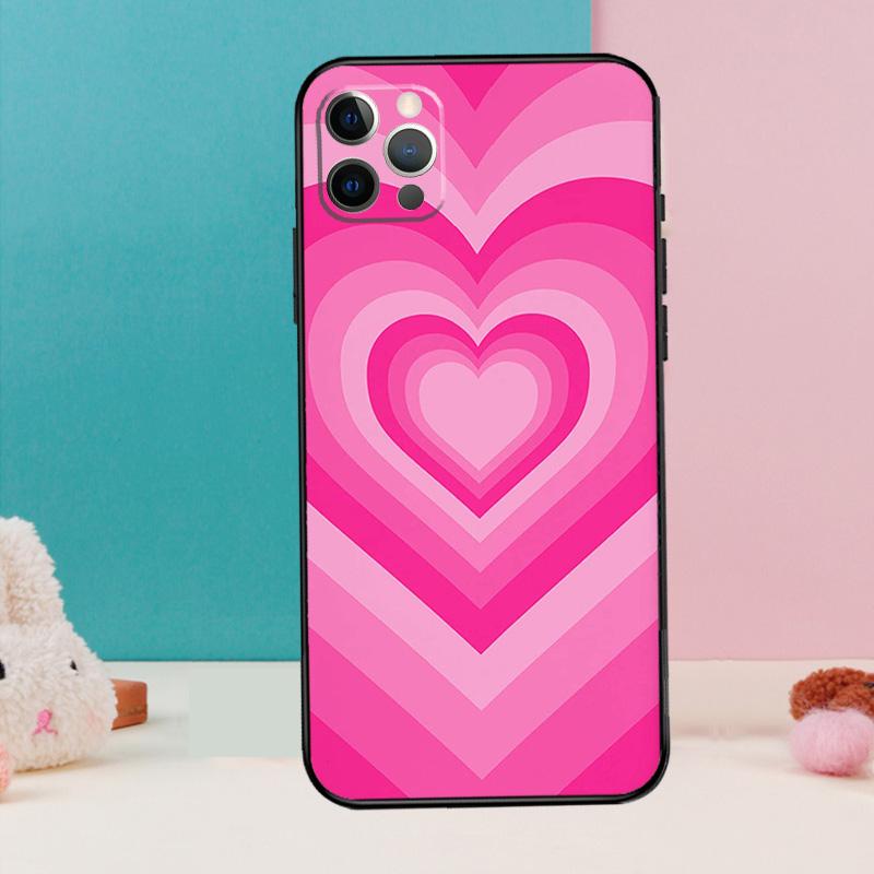 Latte Love Groovy Coffee Heart Pink Phone Case For iPhone 17 Air 16 15 14 12 11 13 Pro Max 12 13 mini 15 16 Plus 16e Cover Coque