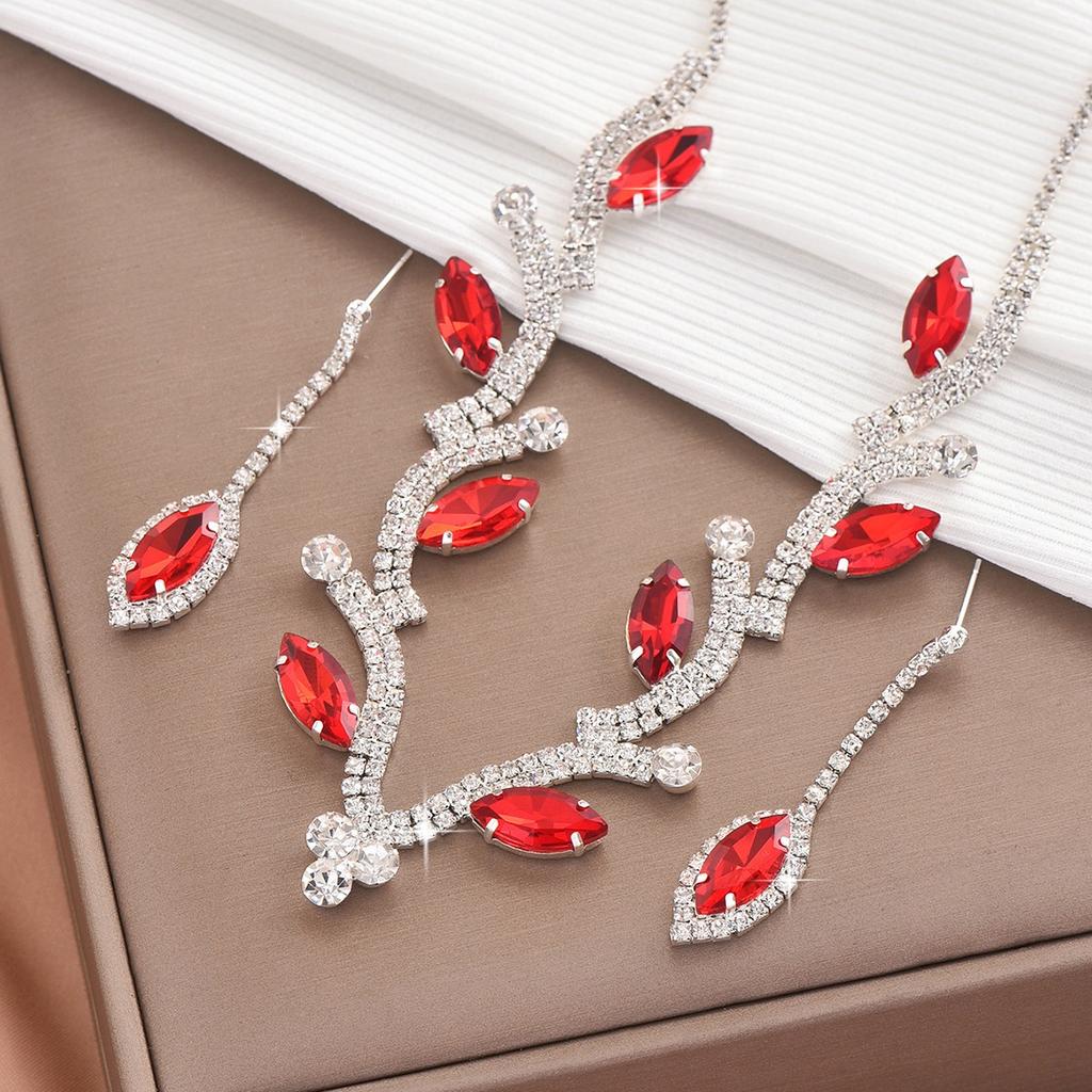 2025 New Design Fashion Water Diamond Necklace Earrings Two-Piece-Set Suitable For WeddingBridal Banquet Party Holiday Gift