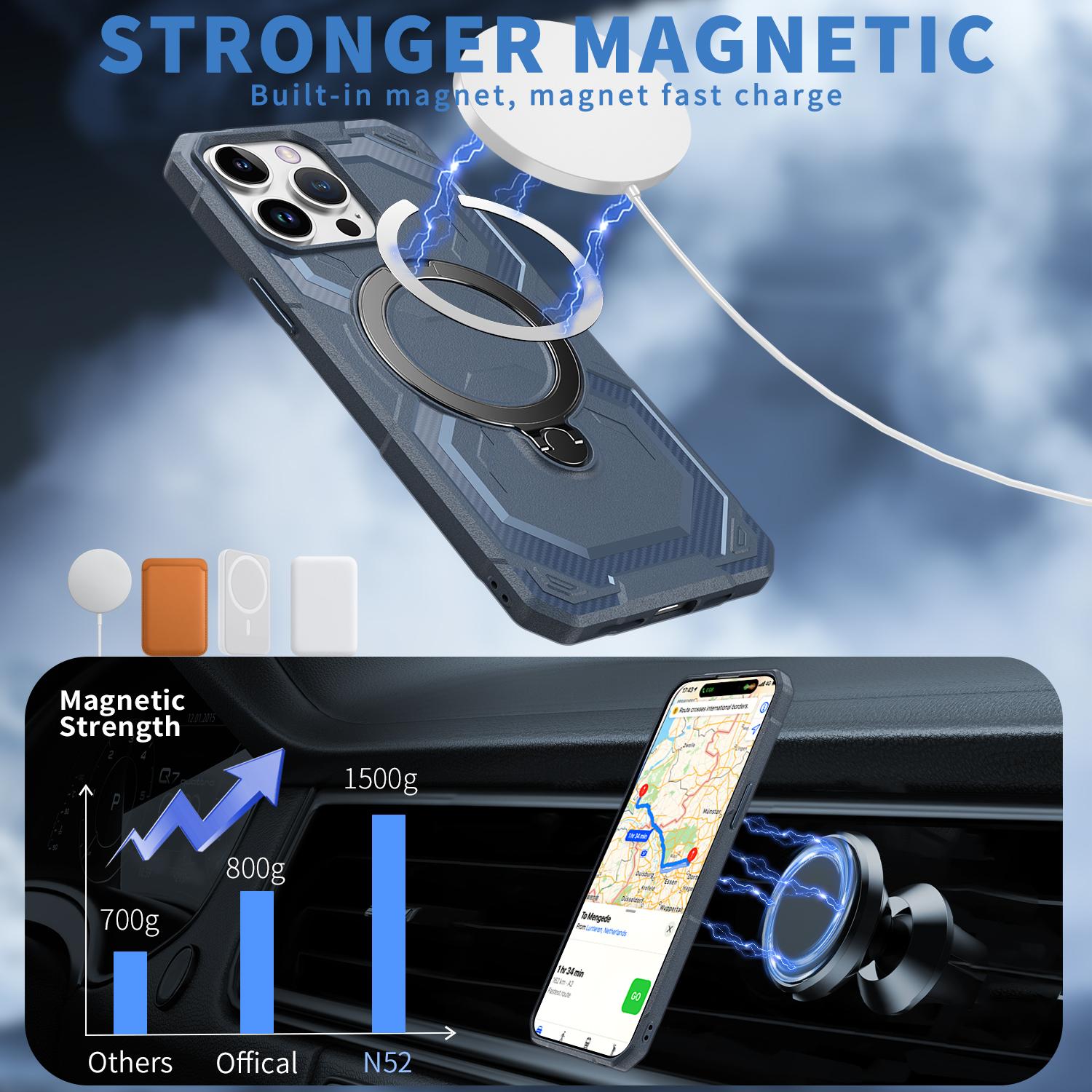 

For iPhone 13 Pro Max Case Compatible with MagSafe Kickstand TPU+PC Phone Cover Grey