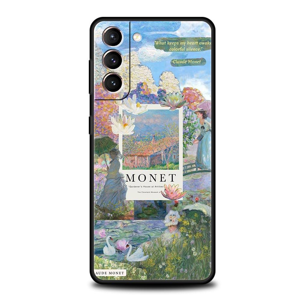 Claude Monet Art Phone Case For Samsung Galaxy S26 Ultra S25 Plus S24 FE S23 S22 5G S21 S20 Cover Black Soft