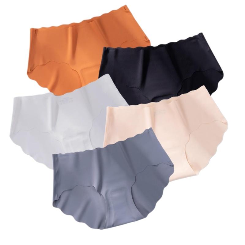 Ice Silk Seamless Breathable Mid-waist Underwear Panties for Women Wave-like Hip-lifting and Tummy-controlling Sexy Panties Briefs