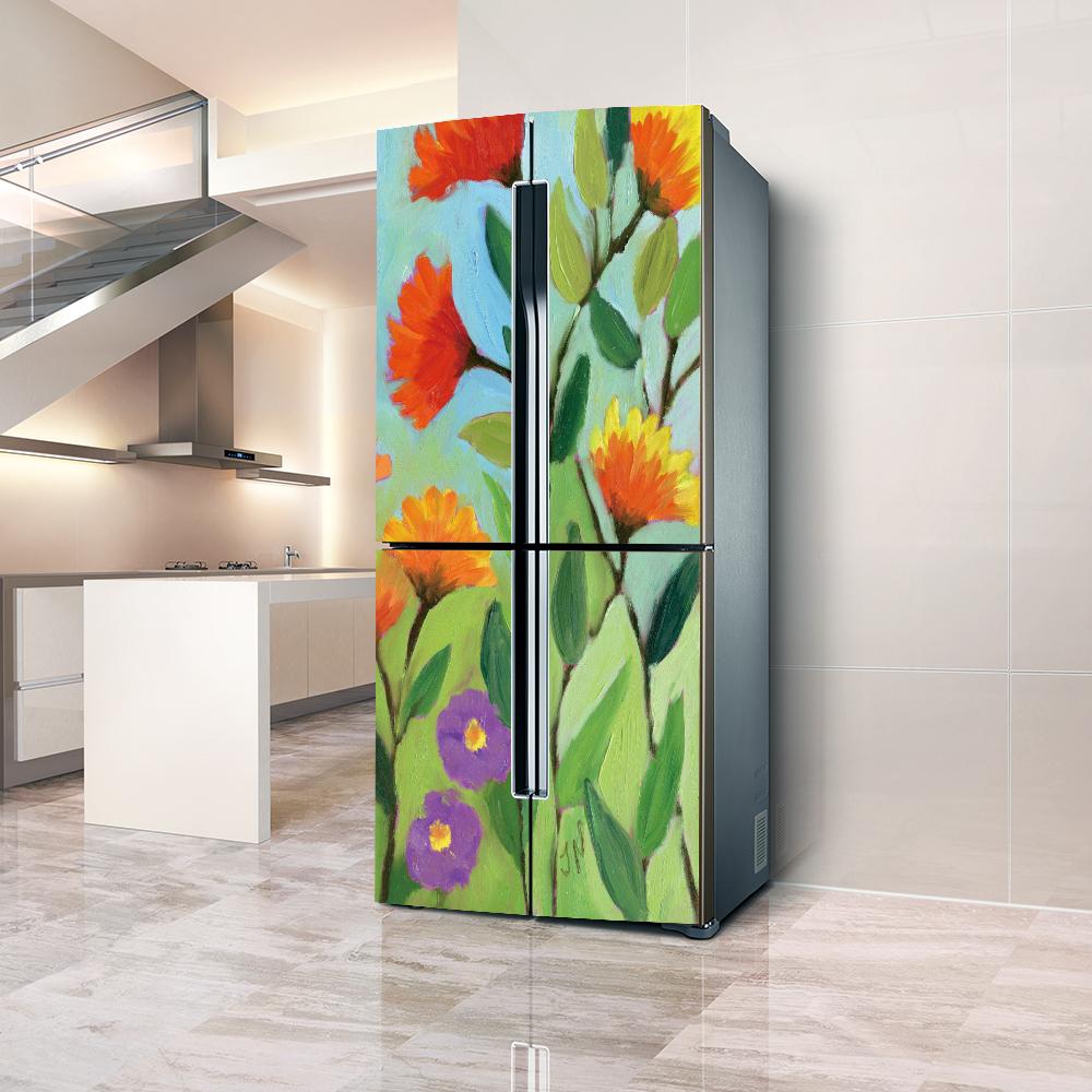 DIY Nature Landscape Fridge Wallpaper Vinyl Sticker 3D Forest Flower Refrigerator Decal Self-adhesive Kitchen Home Renovation Mural Poster Art Film