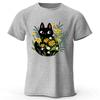Spring Literature Clear Black Cat Printed Cotton T-shirt for Men Fashion Casual Plus Size Loose Short Sleeve Soft Top