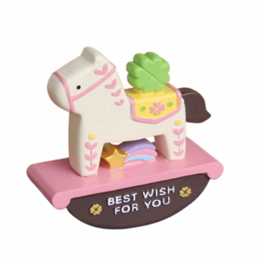 

Shakable Resin Cartoon Horse Statue Cartoon Rocking Horse Figurine Desktop Display Style 2