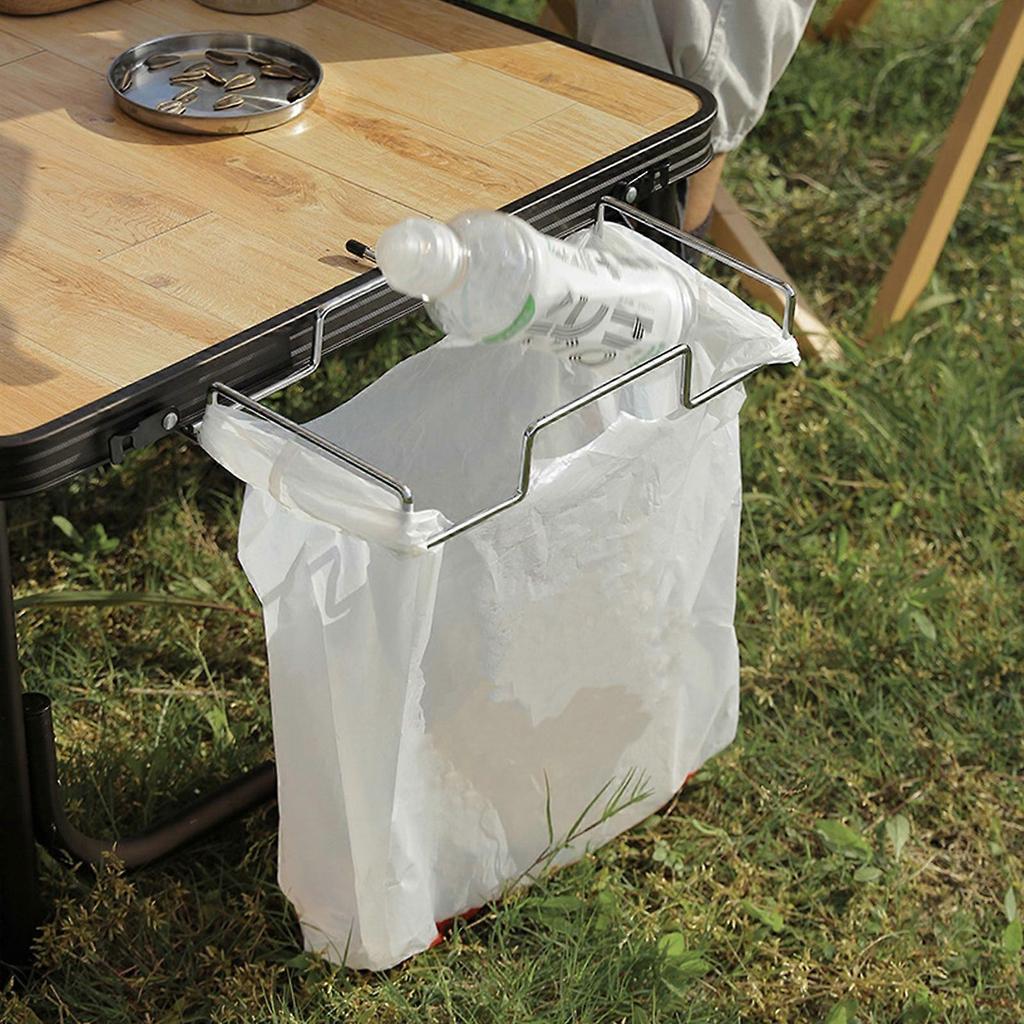 Outdoor Camping Picnics Trash Bag Holder Fixed Linkage Kitchen Household Garbage Hanging Storage Rack Stand Outdoors Black