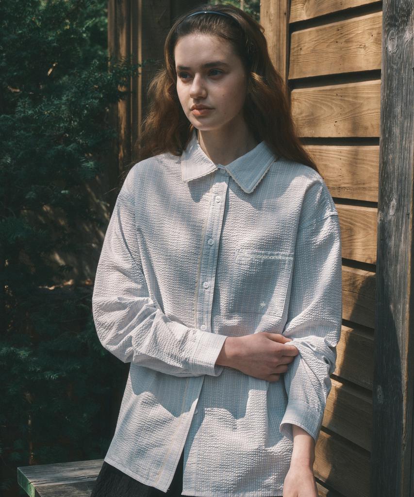 CGP (Women) Lace Detail Long Sleeve Shirt_Sky Blue