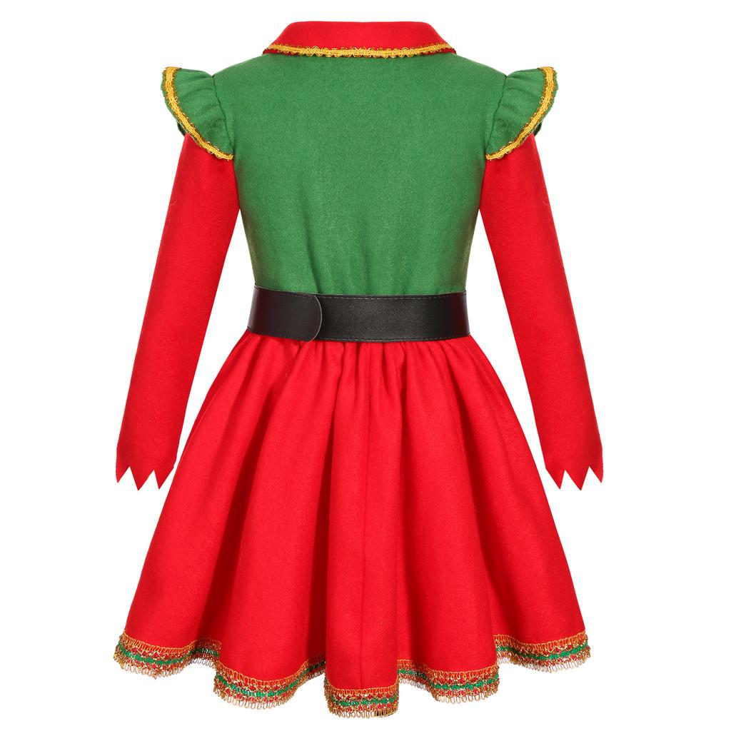 Barn Jenter Julenissen Julenisse Rød Kjole Sokker Hatt Sett Barn Jul Nyttår Cosplay Kostymer Opptreden Rollespill Antrekk