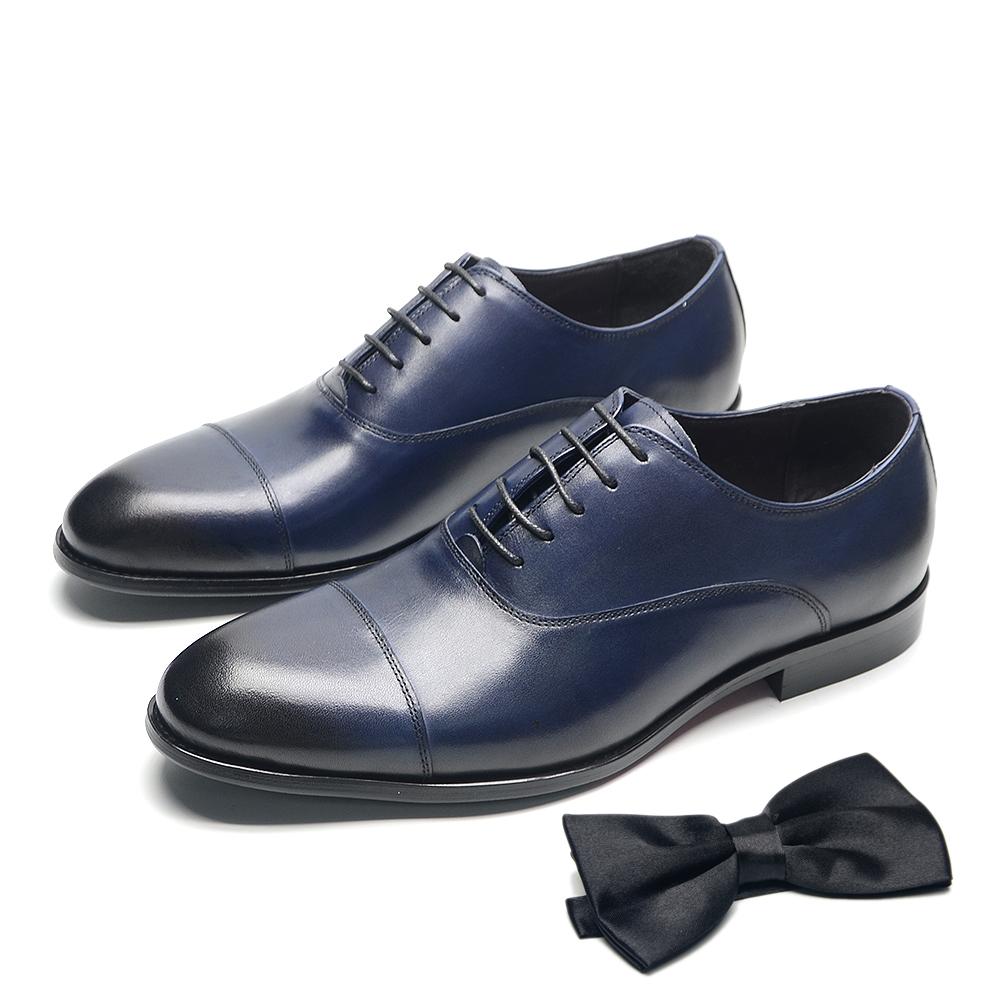 Echtes Leder Handgefertigt Herren Oxford Kleiderschuhe Kappe Zehenbereich Schnürung Klassischer Business Büroschuh Hochzeitsfeier Formelle Schuhe Mann