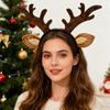 Reindeer Antlers Headband for Women Adults Plush Deer Ears Headpiece Reindeer Horns Costume Accessories for Halloween Christmas Party Cosplay Supplies