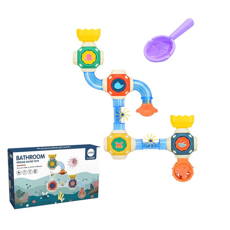 Suction Cup Baby Bath Toy: Spinning Water Sprayer with Pipes
