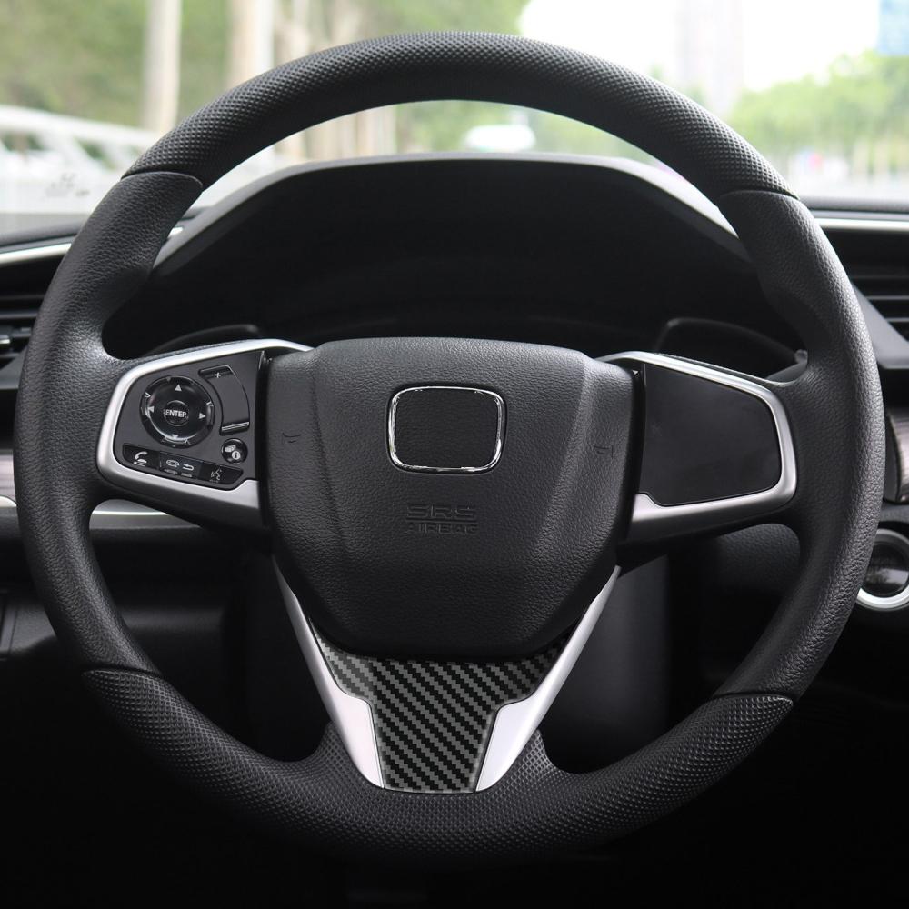 For Honda Civic X 10th GEN 2016 2017 2018 2019 2020 2025 Steering Wheel Panel Sticker Cover Trim Car Interior Accessories