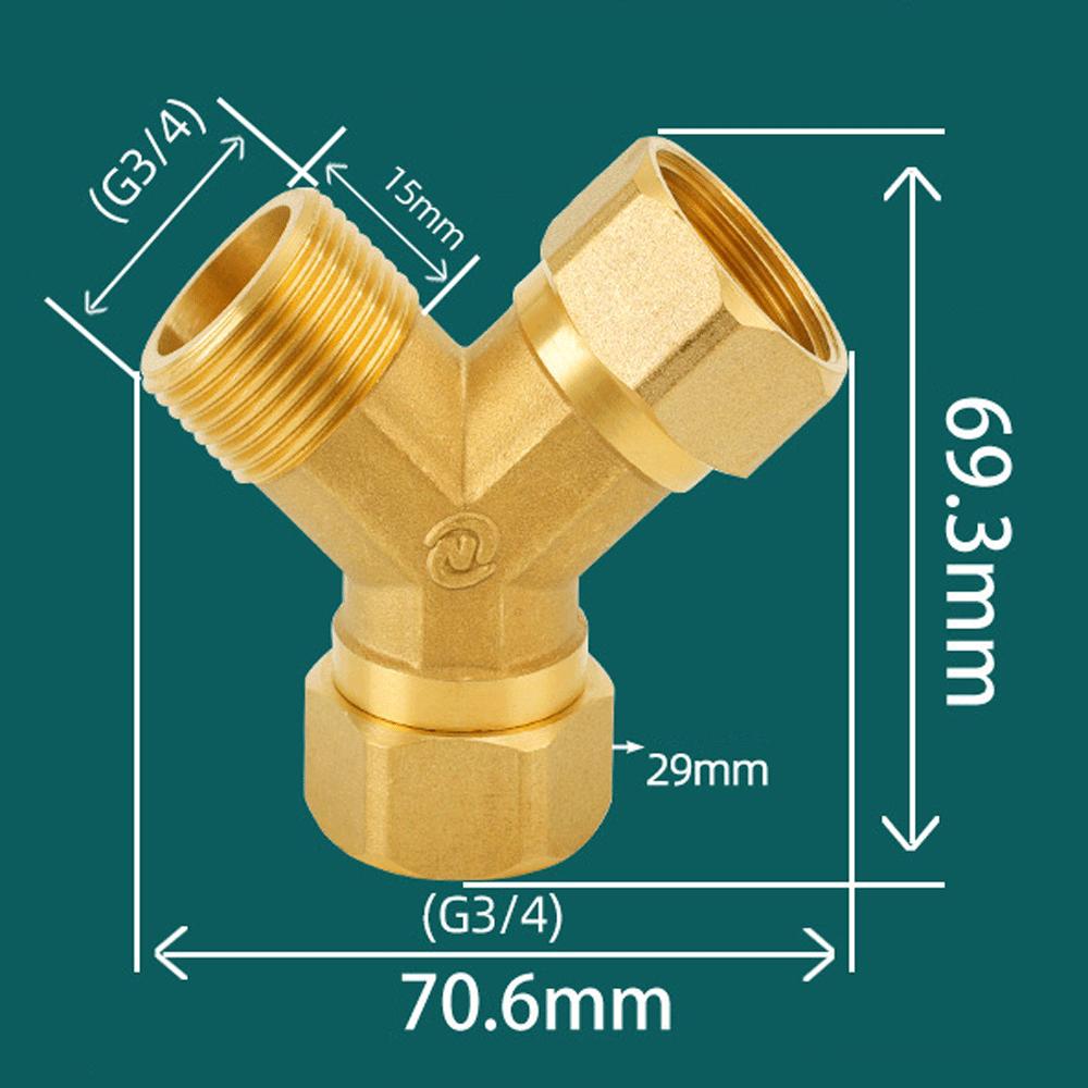 Raccordo a Y in ottone H58 Filettatura BSPP da 1/2" 3/4" Riduttore equalizzatore Giunto di unione ispessito Adattatore per acqua/gas Connettore