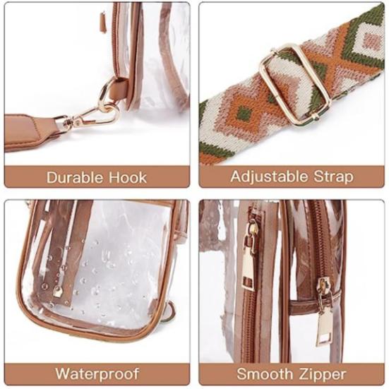 Clear Storage Bag with Adjustable Wide Strap Concert Crossbody Sling Bag Approved Sports Eco-friendly
