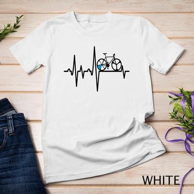 Camiseta Unissex com Estampa de Batimentos Cardíacos de Bicicleta de Corrida