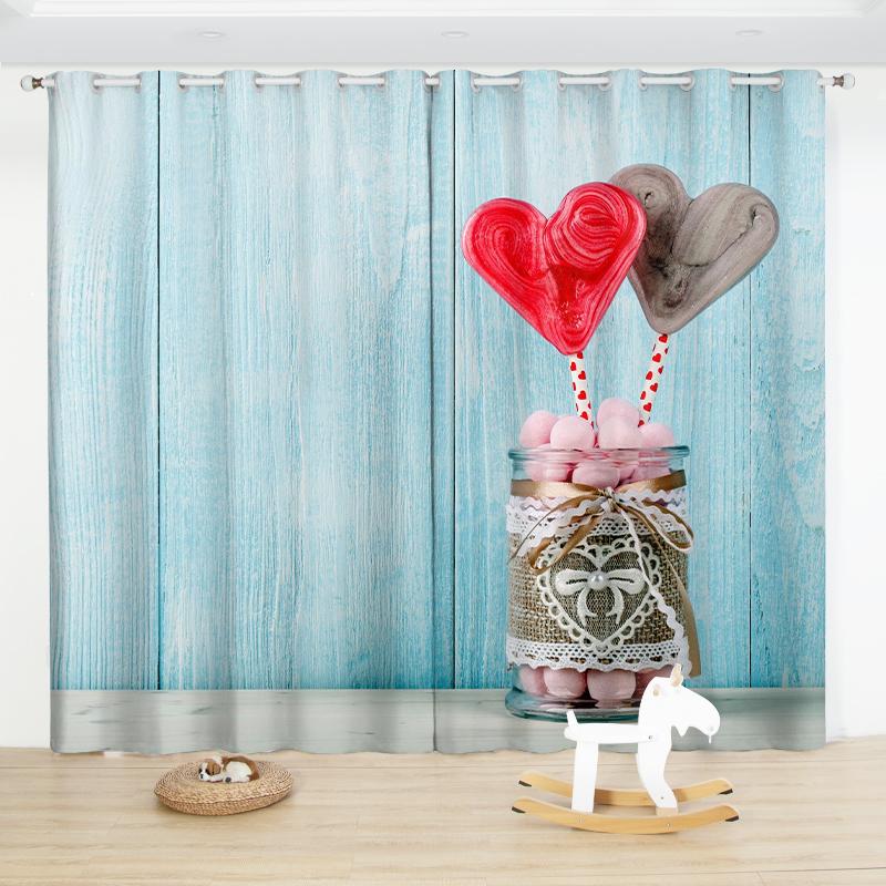 2PCS Cartoon Dessert Lollipop Curtain Pink Candy Curtain for Children Bedroom Living Room Kitchen Blinds Window Curtain Cortinas
