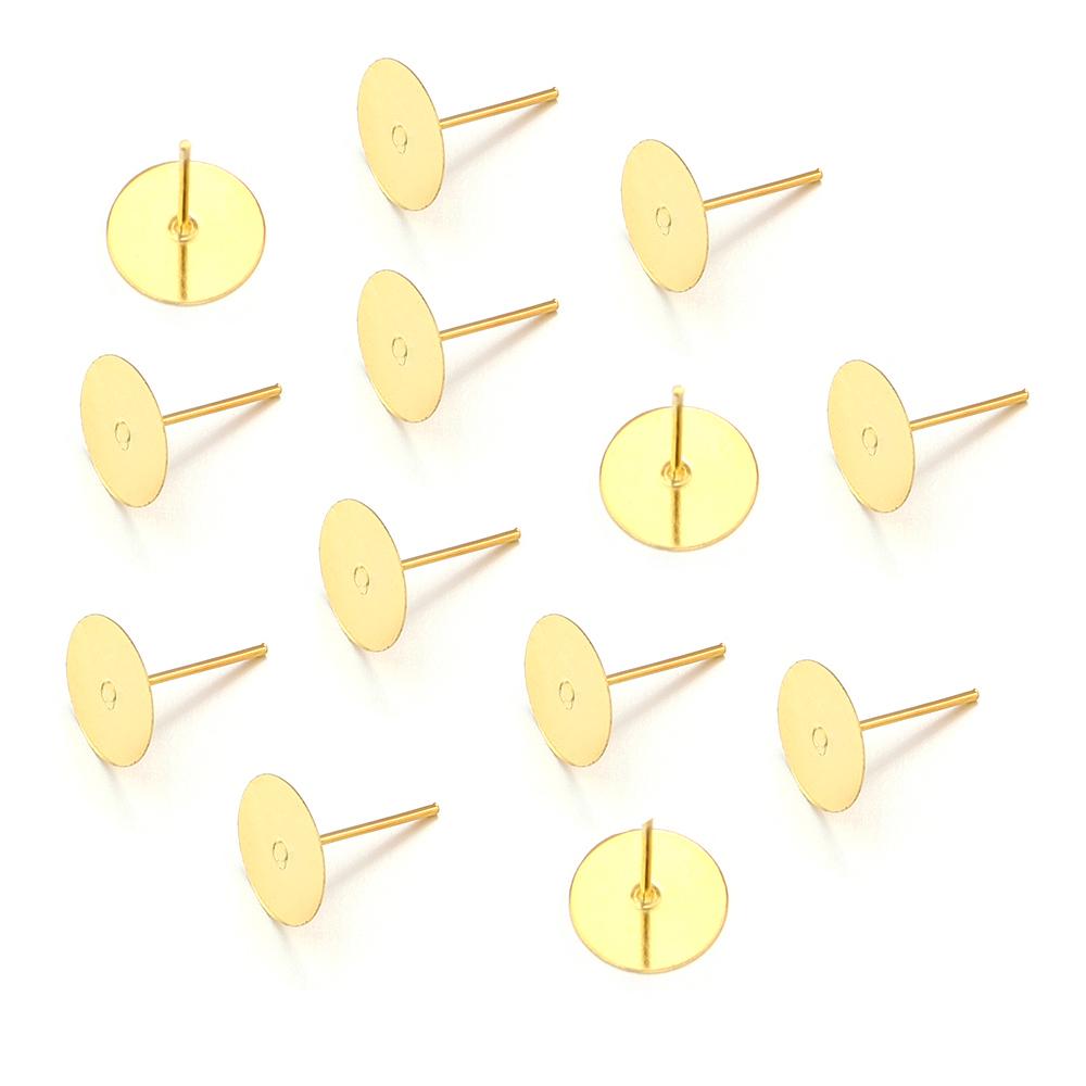 100-200pcs/lot Metal Blank Post Earring Studs Base Pins With Earring Plug Earring Base Tray For Jewelry Making DIY Earring