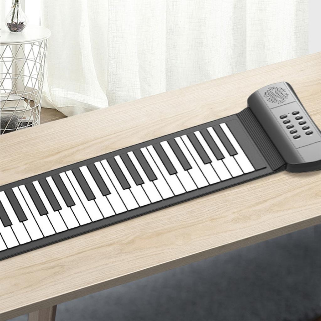 Roll Up Piano with Built In Speaker 16 Tones 6 Demos Supports Recording Sustain Headphone Jack Silent Hand Roll