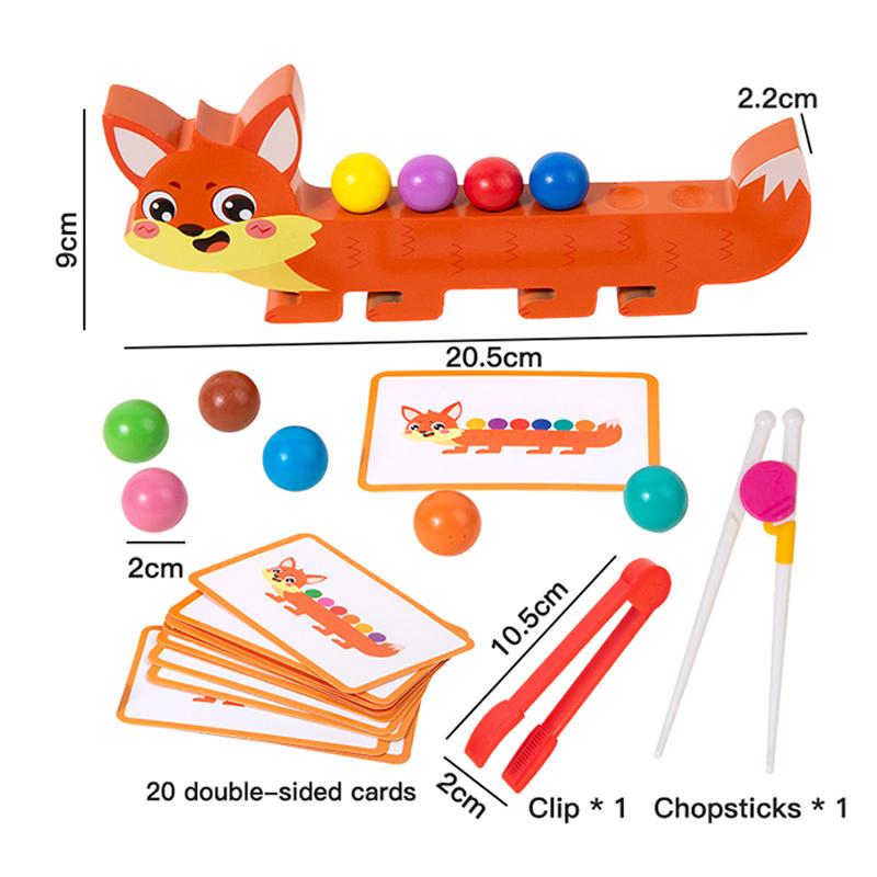 Children's Wooden Animal Clip Beads Expansion Game Montessori Puzzle Logical Thinking Color Cognition Fine Motor Skills Training