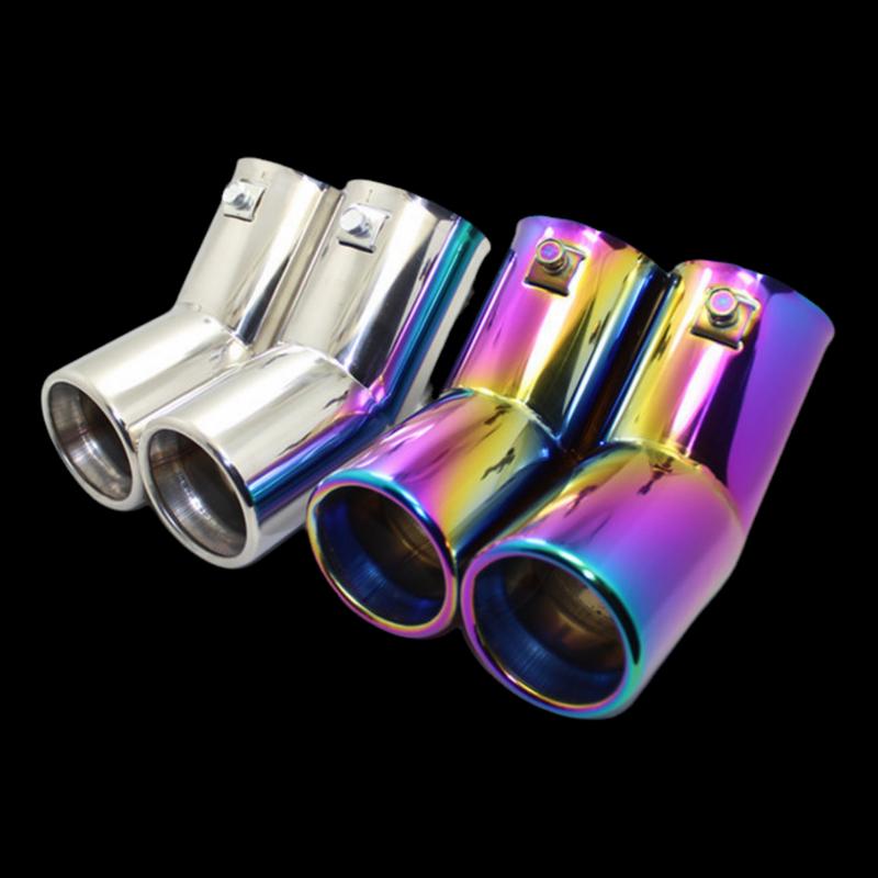 For VW Golf 4 Bora Jetta Dual Stainless Steel Exhaust Tailpipes Muffler Tips High Polish Car Performance Enhancement