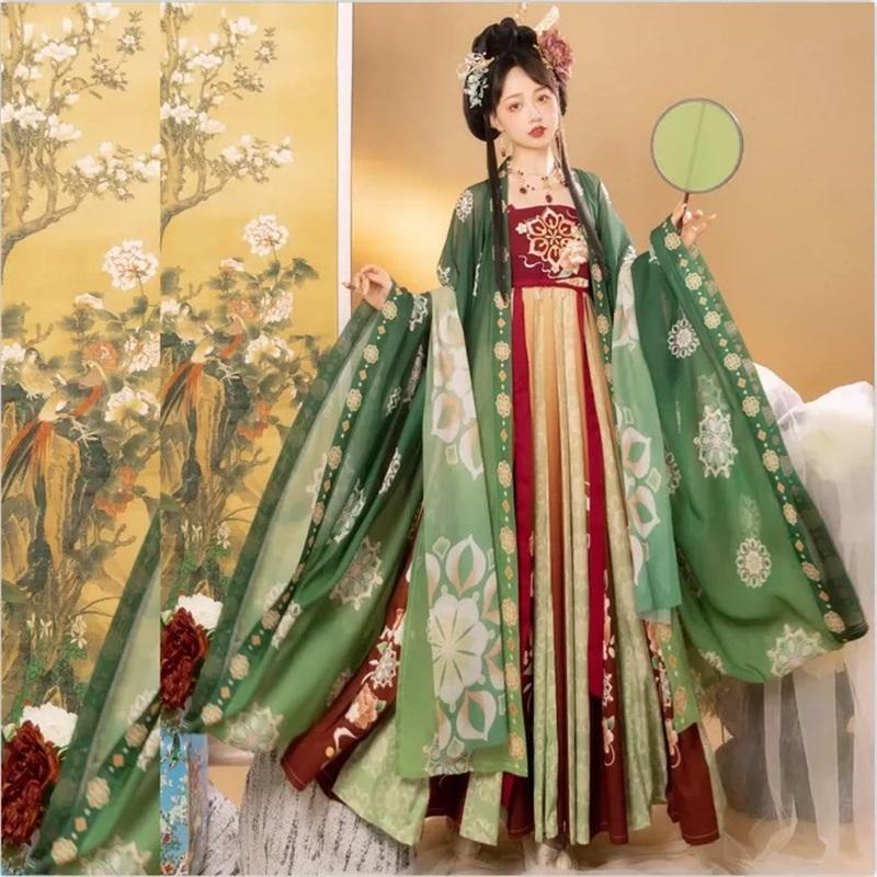 Large Size Chinese Tang Dynasty Style Hanfu For Women, Embroidered Waist Length Hanfu Skirt, Daily Set