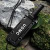 Survival Straight Knife Sawtooth Blade  Portable Mini Necklace Tactical Knife for  Hunting Camping with Scabbard