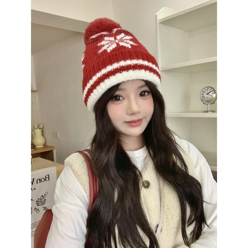 Japanese style Cute Bear Knitted Hat Girls' Autumn and Winter Student Warm Ear Protecting Woolen Hat Headscarf Cold Proof Hat