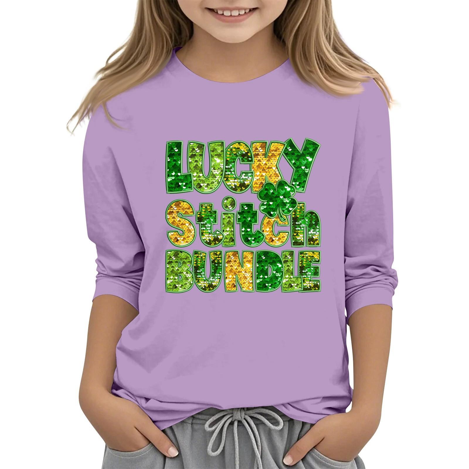 

Детская повседневная футболка с принтом в виде воротника с надписью «Св. Патрик» и рукавами длиной 7 минут 140