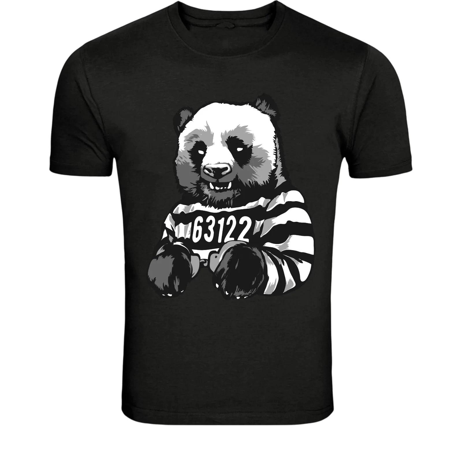 Funny Prison Panda Mugshot T-Shirt - Cute Criminal Panda Humor 4XL