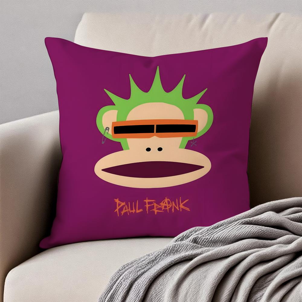 Милая Мультяшная Маскот P-Paul Frank Наволочка Наволочка Защита от Пылевых Клещей Невидимая Молния Короткий Плюш Подушка для Дивана Peach skin 18*18(CM)-1Pcs
