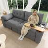 Canapé modulable 3 places en peluche ours avec rangement, appui-tête et table d'appoint intégrée – Canapé-lit gain de place pour appartement, salon et chambre d'amis, Gris