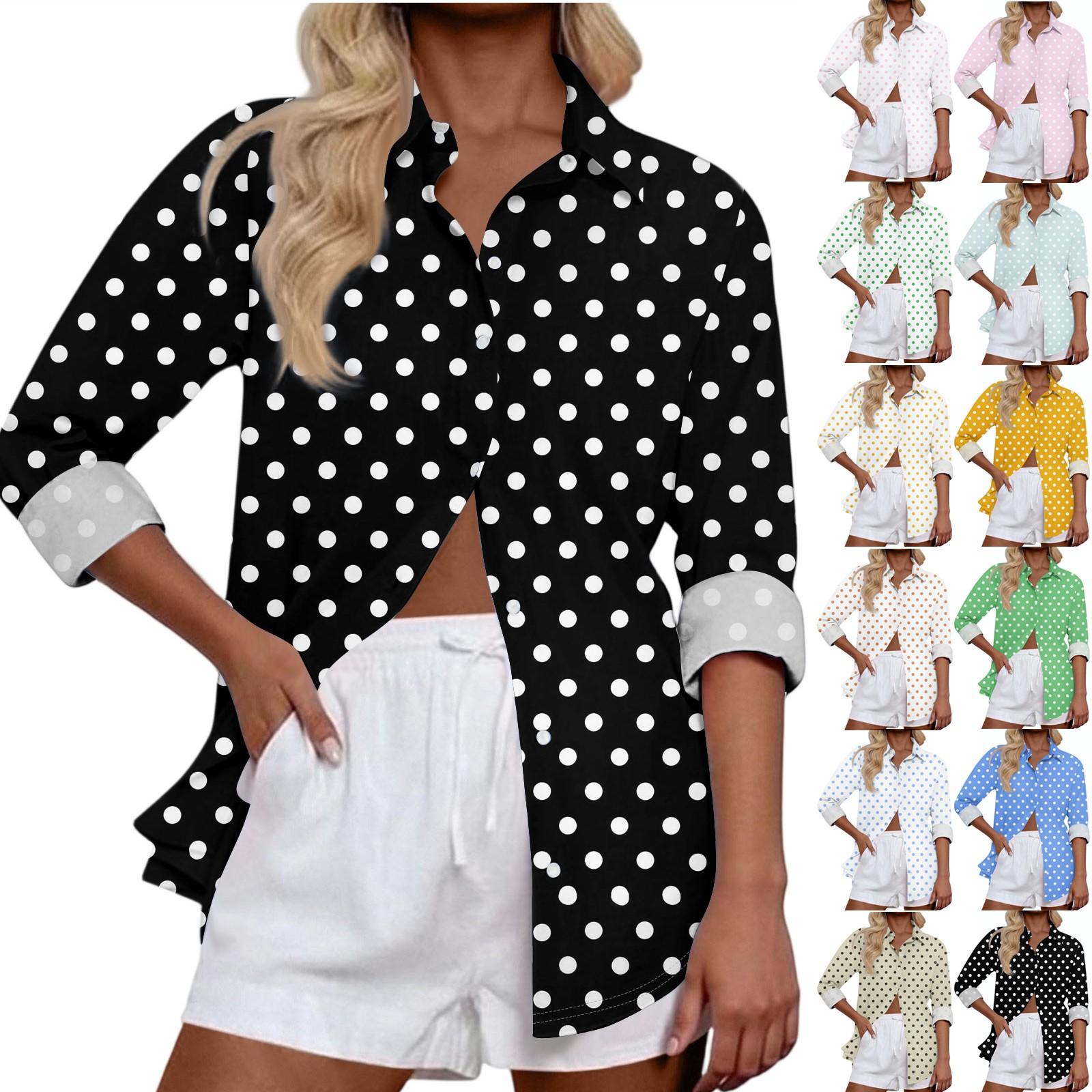 

Women s Casual Fashion Tops Long Sleeve Button Loose Shirt S зелений