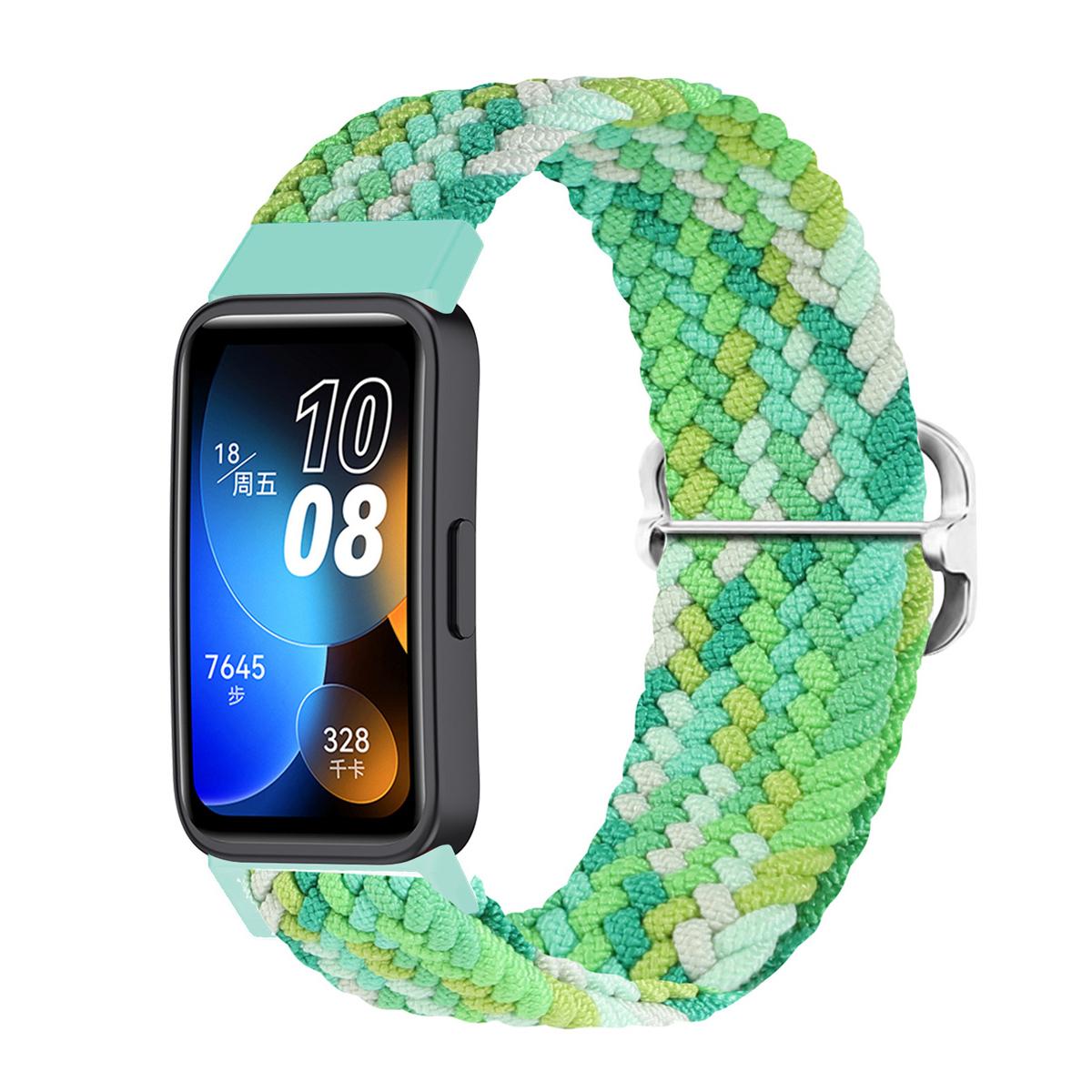

Ремінець для браслета Huawei Band 7 8 9 Аксесуари Регульована плетена соло петля Браслет Еластичний нейлоновий браслет Correa Ремінець Huawei Band 8 for huawei band 9 зелений/білий
