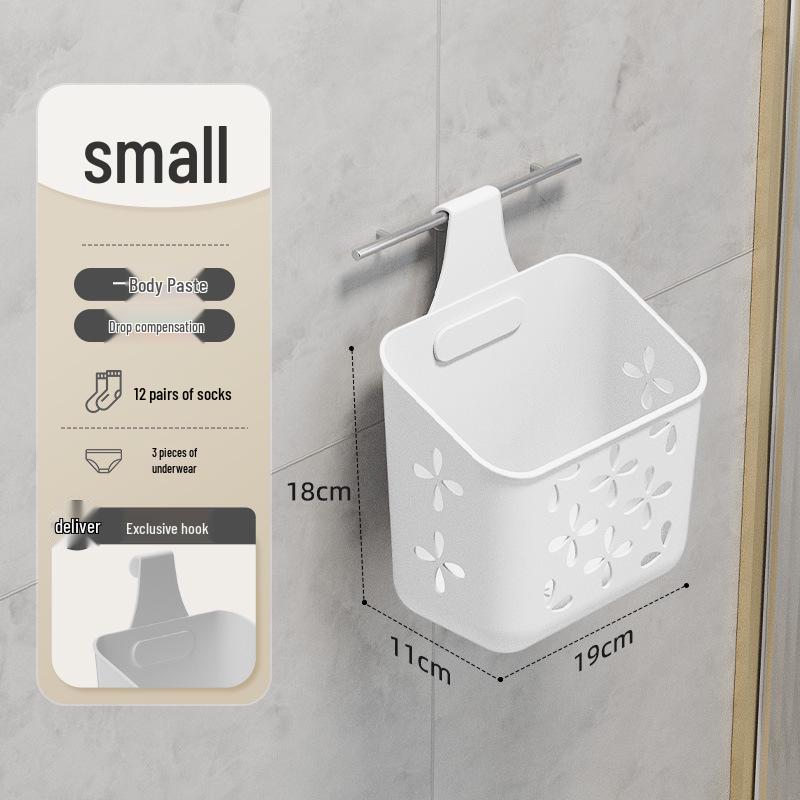Foldable Wall-Mounted Laundry Basket: Punch-Free, Multifunctional, Large Capacity Storage Bucket for Bathroom.